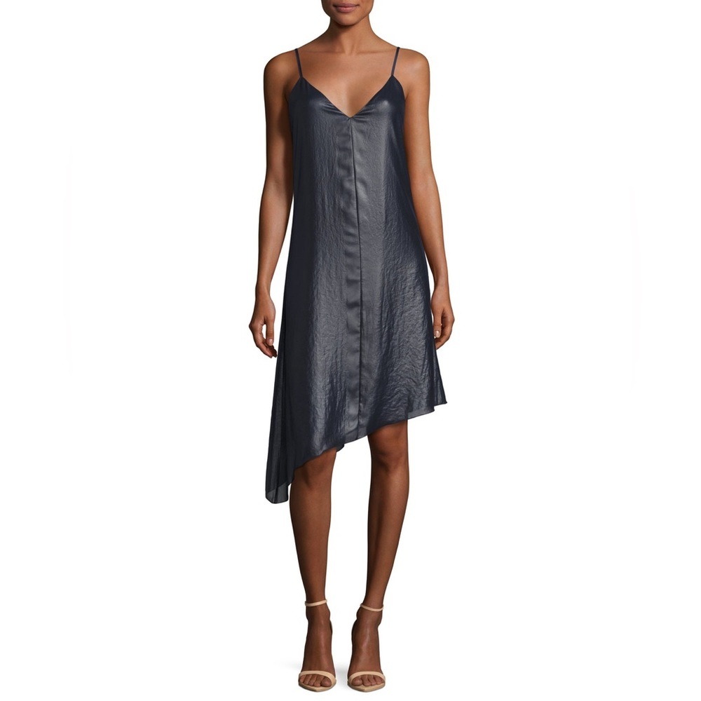 ATM Anthony Thomas Melillo Sleeveless Asymmetric Lacquered Sexy Crepe Dress sz L